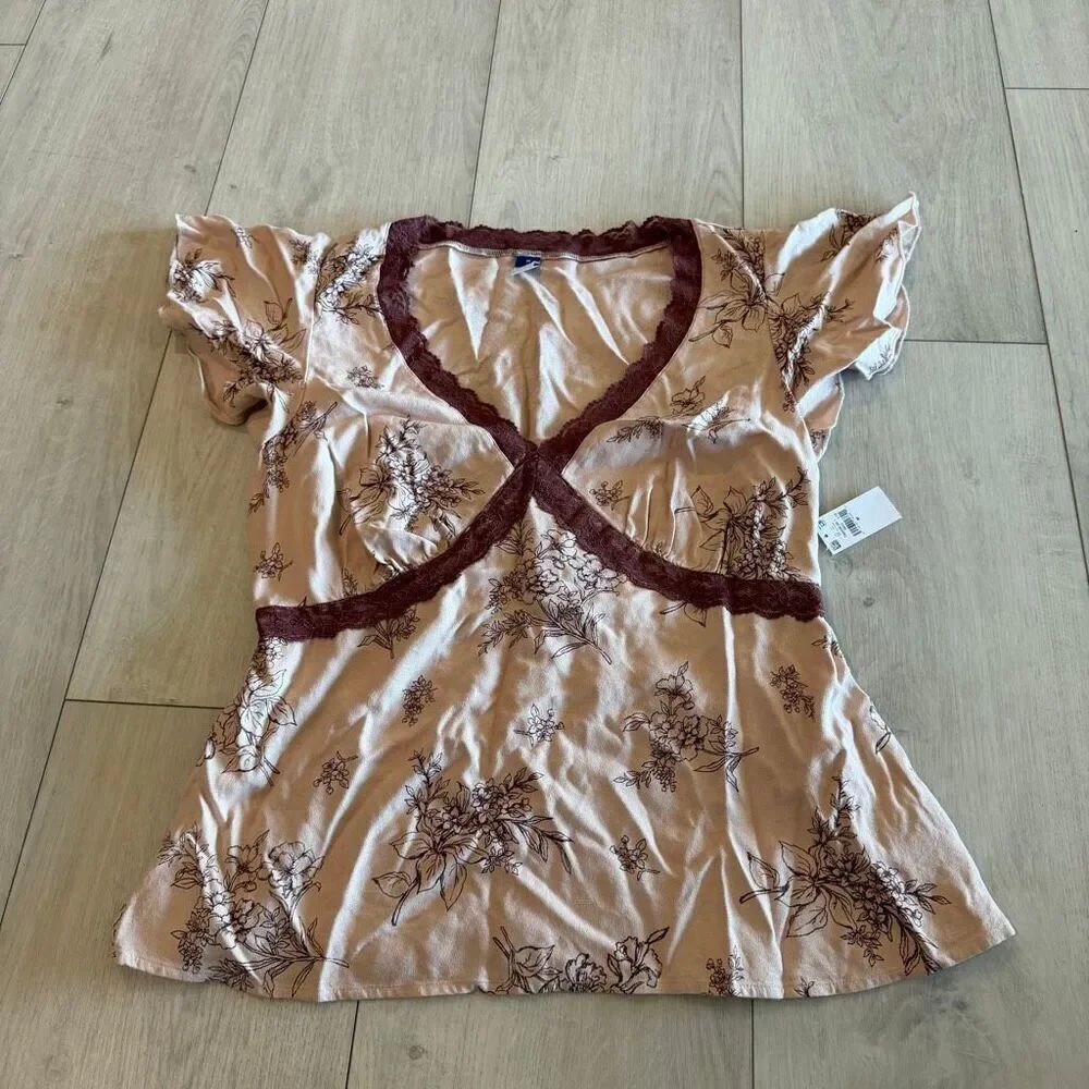 Old Navy Lace-Trim V-Neck Crepe Top size m
